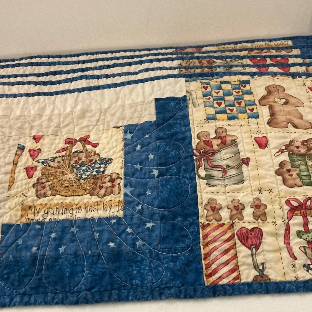 6 Patchwork quilt placemats each unique design gingerbread recipes holiday